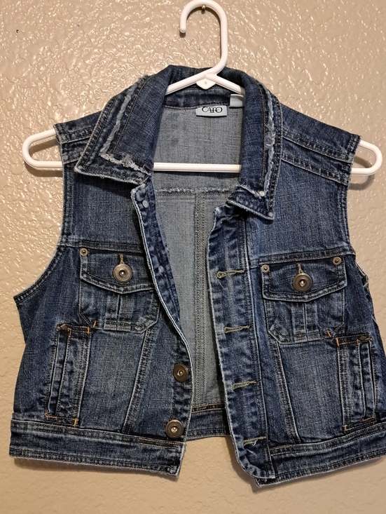 Cato Jackets & Blazers - Cato Size S Distressed Indigo Denim Sleeveless Jacket